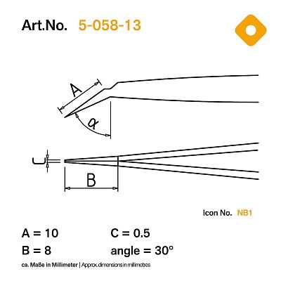 Пинцет SMD антистатический Bernstein 5-058-13