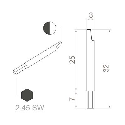 Отвертка керамическая шестигранная 2.45*20 Bernstein 1-862