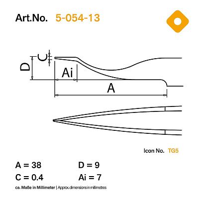 Пинцет SMD антистатический Bernstein 5-054-13